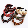 Bandeau Venda Autumn Winter Ethnic Wide Knot Plaid Tassel Designer Hairband for Women Wholesale Headband Hair Accessories